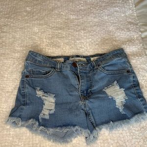 Wild Blue distressed mini shorts